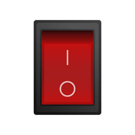 Red square on and off button. Isolated. Vector.のイラスト素材