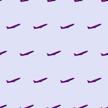 Seamless pattern Purple plane in 3d. Realistic plane. Vector.のイラスト素材