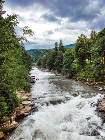 the Overlander Falls, Fraser River, Mount Robson Provincial Park, Rocky Mountains, Alberta, Canada, Julyの写真素材