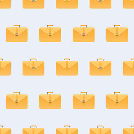 Seamless pattern Yellow business suitcase. Suitcase for documents or laptop. Realistic style. Isolated. Vector.のイラスト素材