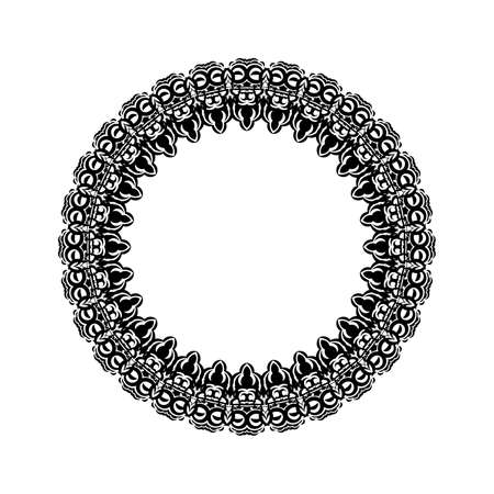 Indian mandala black and white. Circular ornament. Vector illustration.のイラスト素材