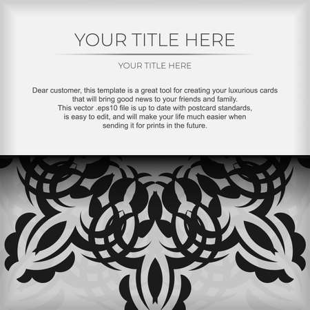 Luxurious white square postcard template with vintage abstract ornament. Elegant and classic vector elements are great for decoration.のイラスト素材