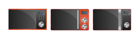 Set of modern microwaves. Stylish microwave isolated on a white background. Realistic vector.のイラスト素材