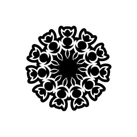Ancient Greek round key pattern - meander art, mandala black shapeのイラスト素材