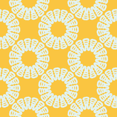 Yellow dewy seamless pattern with white vintage ornaments. Wallpaper in a vintage style template....