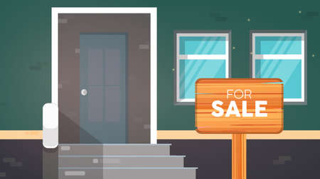 House for sale banner. For sale sign. Home and real estate sale concept.のイラスト素材