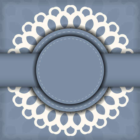 Blue color postcard design with luxurious ornaments. Vector invitation card with vintage patterns.のイラスト素材