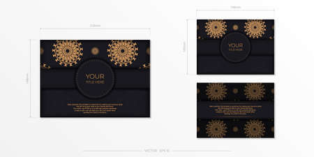 Vector invitation card with dewy ornament. Stylish postcard design in black with greekのイラスト素材