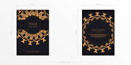Stylish invitation card with dewy patterns. Stylish card design in black color with greekのイラスト素材