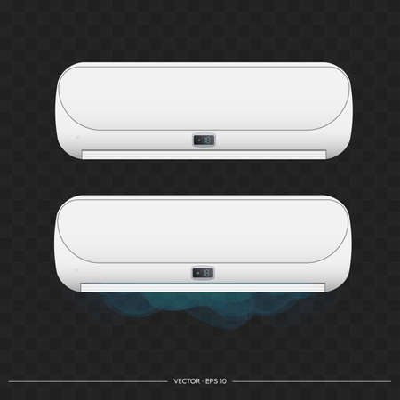 White air conditioner emits cold 3d. Realistic air conditioner vector.のイラスト素材