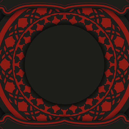 Black red postcard design with luxurious ornament. Invitation card design with space for your text and vintage patterns.のイラスト素材