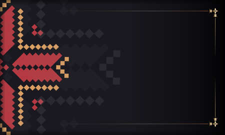 Black template banner with Slovenian ornaments and place for your text. Print-ready postcard design with luxurious ornaments.のイラスト素材