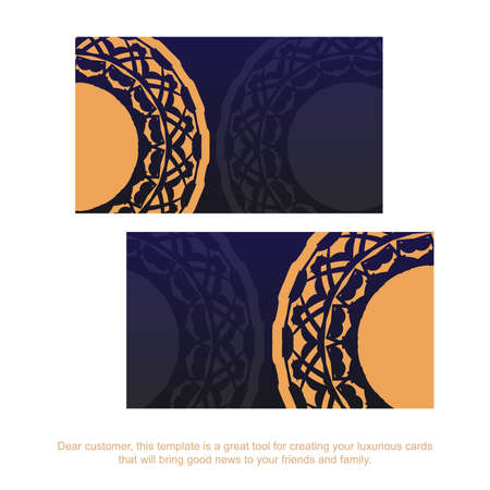 Business card design in blue with luxurious patterns. Vector business cards with place for your text and vintage ornaments.のイラスト素材