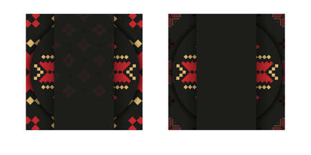 Design of a postcard in black with a Slavic ornament. Vector invitation card with place for your...