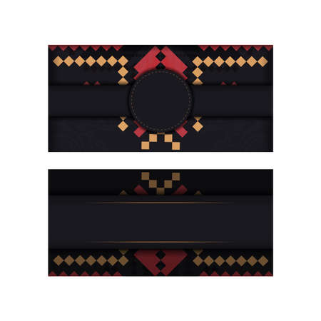 Luxurious Template for print design postcards in black with Slovenian patterns.のイラスト素材