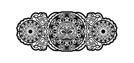 polynesian tattoo wrist sleeve tribal pattern forearm. ethnic template ornaments vector.のイラスト素材