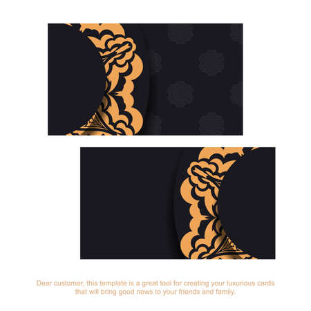 Preparing a business card with a place for your text and vintage patterns. Vector design of a business card in black with luxurious ornaments.のイラスト素材