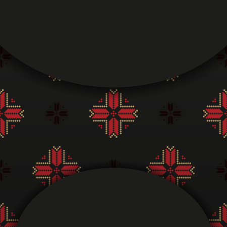 Print-ready postcard design in black with Slovenian patterns. Invitation card template with place...