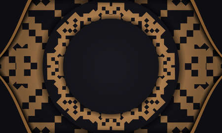 Print-ready postcard design with luxurious patterns. Black banner with Slovenian ornaments and a place for your text.のイラスト素材