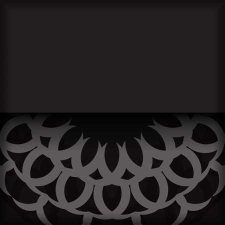 Square vector template for print design postcard in black color with luxury ornaments. Preparing an invitation with a place for your text and vintage patterns.のイラスト素材