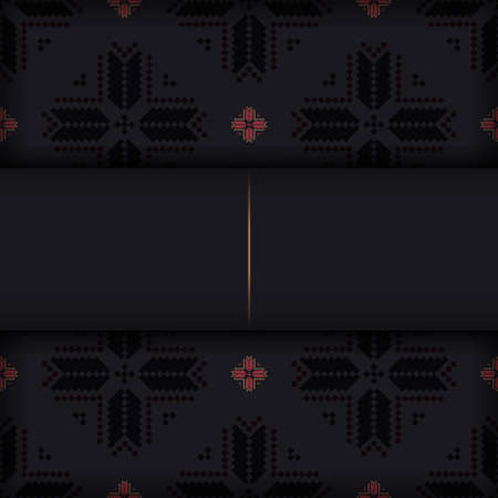Template for print design of a postcard in black with a Slovenian ornament. Preparing an invitation with a place for your text and vintage patterns.のイラスト素材