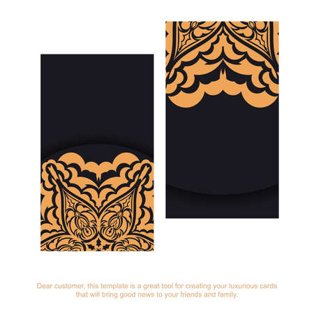 Vector business cards with place for your text and vintage patterns. Printable black business card design with luxurious patterns.のイラスト素材