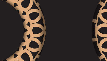 Vector Invitation card template with place for your text and vintage ornaments. Black rectangular postcard design with luxuryのイラスト素材