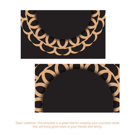 Vector Print-ready black business card design with luxury patterns. Business card template with place for your text and vintage ornament.のイラスト素材