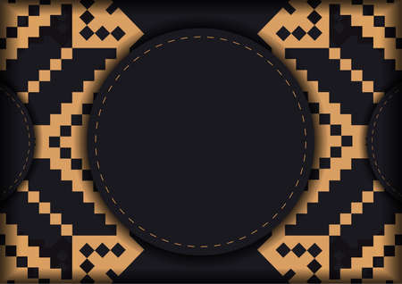 Vector Template for print design postcards in black color with a Slovenian ornament. Preparing an invitation with a place for your text and vintage patterns.のイラスト素材