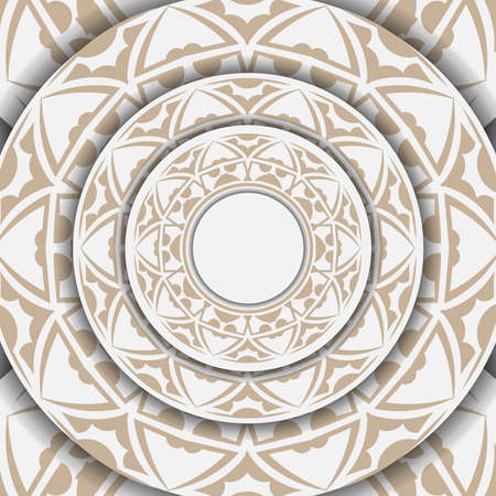 Preparing an invitation with a place for your text and abstract ornament. Luxurious vector Template for print design postcard white with beige ornaments.のイラスト素材