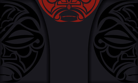 Design an invitation with a place for your text and polizenian style patterns. Luxurious Vector Ready-to-Print Black Color Postcard Designのイラスト素材