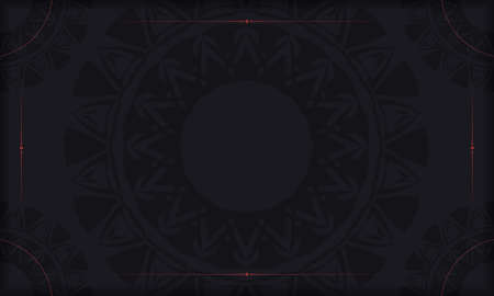 Black banner with Greek red ornaments and place for your text and logo. Postcard design with...
