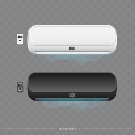 Set of air conditioners 3d. Realistic vector air conditioner.のイラスト素材