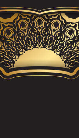Baner in black with a luxurious gold pattern and a place for your logoのイラスト素材