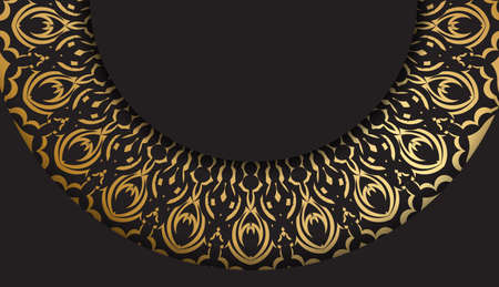 Black banner with luxurious gold pattern and space for logo or textのイラスト素材