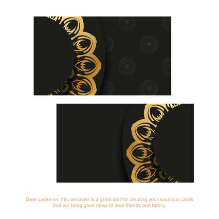 Black business business card with golden vintage patternのイラスト素材