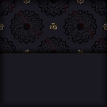 Black Greeting Brochure Template with Greek Patternのイラスト素材