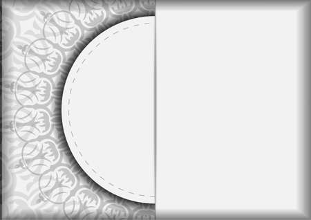 Invitation card design with space for your text and vintage patterns. Vector Ready-to-print design for greeting card White colors with mandalas.のイラスト素材