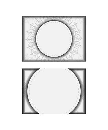 Vector preparation of invitation card with place for your text and vintage patterns. Template for print design postcards White colors with mandalas.のイラスト素材