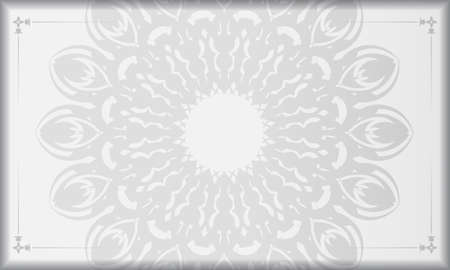 White banner with mandala ornaments and place  . Printable design background template with black patterns.のイラスト素材