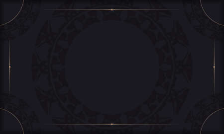 Black banner with luxurious brown ornamentのイラスト素材