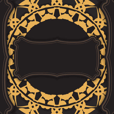 Black color flyer with brown abstract ornamentのイラスト素材