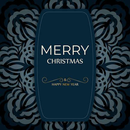 Dark blue happy new year flyer with luxury blue patternのイラスト素材