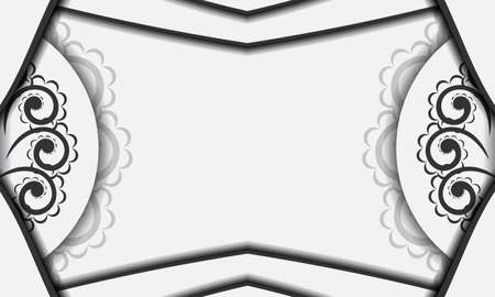 Postcard template in white color with black Indian ornamentのイラスト素材