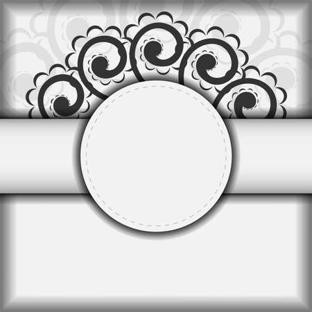 Postcard template in white color with black vintage patternのイラスト素材
