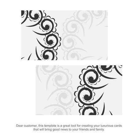 White color business card template with black Indian patternのイラスト素材