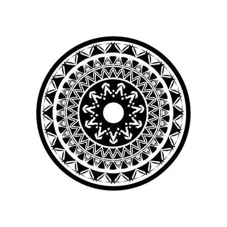 Ancient Greek round key pattern - meander art, mandala black shapeのイラスト素材