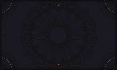 Black banner with vintage ornament and space for logo or textのイラスト素材