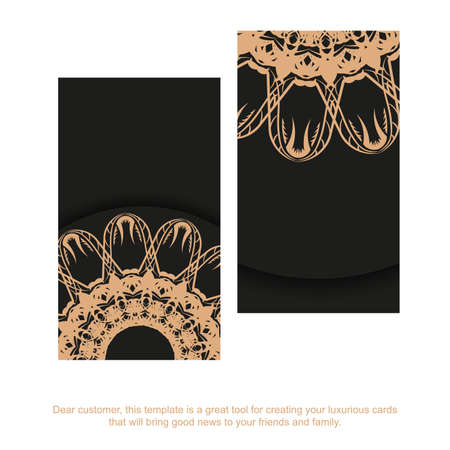 Black business card template with brown vintage ornamentのイラスト素材