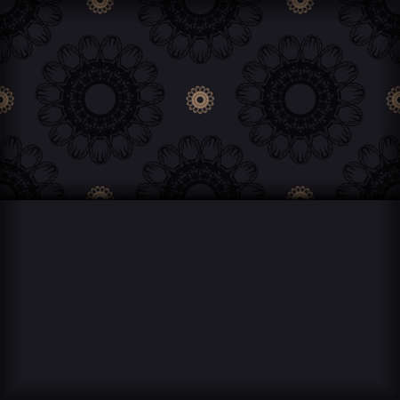 Black postcard with vintage ornament for your brand.のイラスト素材